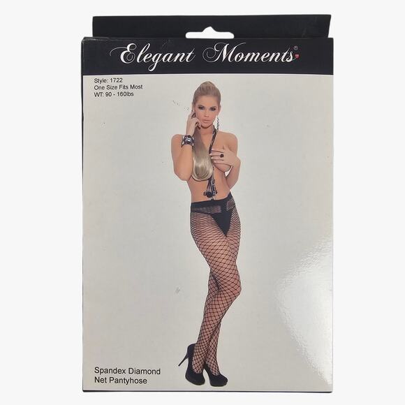 Elegant Moments Accessories - New Elegant Moments Fishnet Pantyhose One Size  Black Tights Lingerie Costume